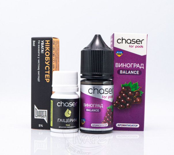 Рідина Chaser For Pods Balance Salt Виноград 30ml 65mg (набір компонентів)