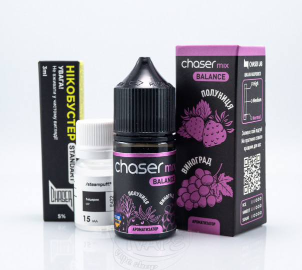 Жидкость Chaser Mix Balance Salt Клубника Виноград 30ml 50mg (набор компонентов)