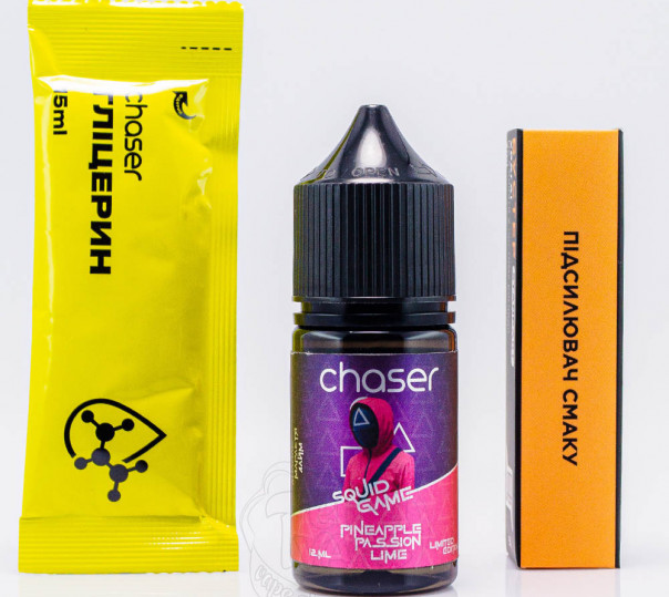 Жидкость Chaser Squid Game Salt Pineapple Passion Lime Salt 30ml 50mg со вкусом ананаса, маракуйи и лайма (набор компонентов)