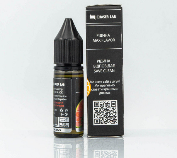 Рідина Chaser Black Salt Flirt 15ml 30mg на сольовому нікотині зі смаком апельсина, полуниці та гуави