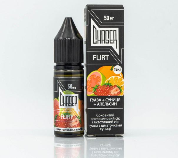 Рідина Chaser Black Salt Flirt 15ml 30mg на сольовому нікотині зі смаком апельсина, полуниці та гуави