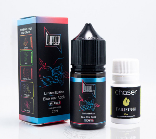 Рідина Chaser Black Balance Salt Blue Raz Apple 30ml 50mg зі смаком блакитної малини та яблука (набір компонентів)