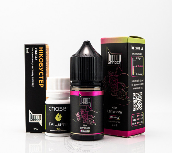 Рідина Chaser Black Balance Salt Pink Lemonade 30ml 65mg зі смаком рожевого лимонаду (набір компонентів)