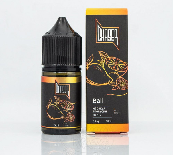 Рідина Chaser Black Salt New Bali 30ml 30mg на сольовому нікотині зі смаком апельсина, маракуї та манго