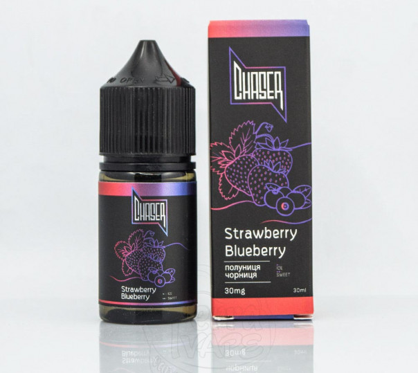 Рідина Chaser Black Salt New Strawberry Blueberry 30ml 30mg на сольовому нікотині зі смаком полуниці та чорниці