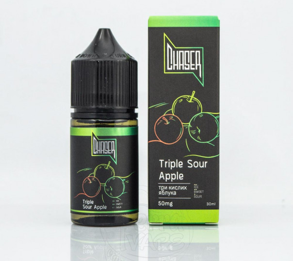 Рідина Chaser Black Salt New Triple Sour Apple 30ml 30mg на сольовому нікотині зі смаком кислих яблук