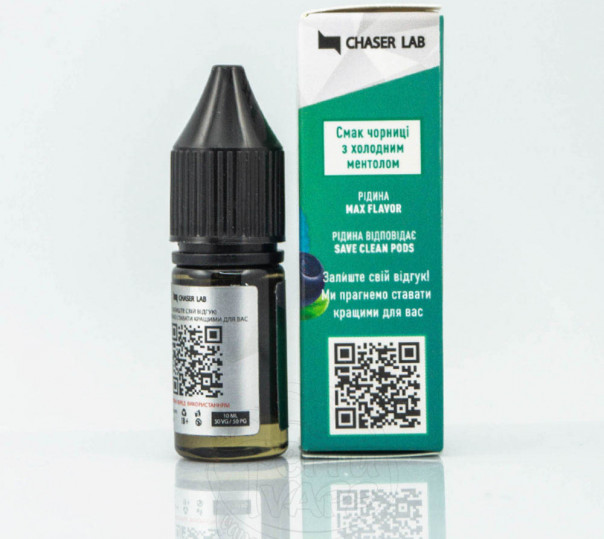 Жидкость Chaser For Pods Salt Ментол Черника 10ml 30mg на солевом никотине