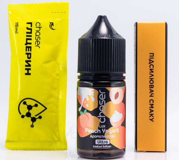 Жидкость Chaser Lux Salt Peach Yogurt 30ml 65mg со вкусом персикового йогурта (набор компонентов)