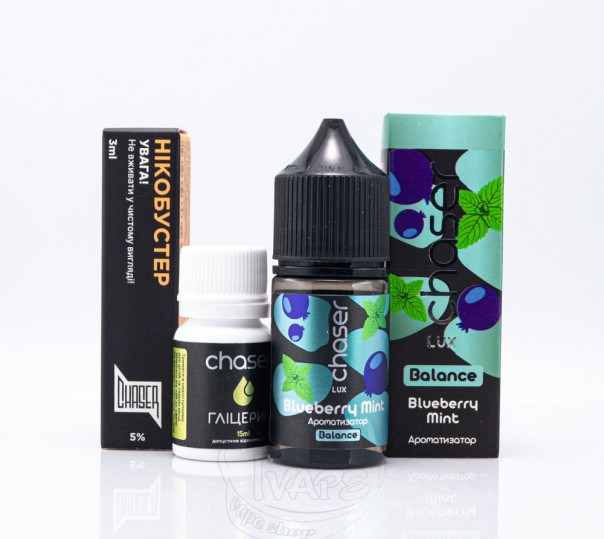 Рідина Chaser Lux Salt Blueberry Mint 30ml 65mg зі смаком чорниці з м'ятою (набір компонентів)