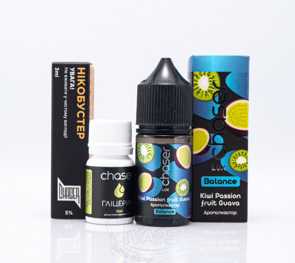 Жидкость Chaser Lux Salt Kiwi Passion Fruit Guava 30ml 65mg со вкусом киви, маракуйи и гуавы (набор компонентов)