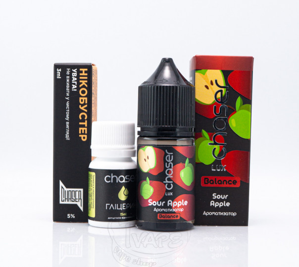 Рідина Chaser Lux Salt Sour Apple 30ml 50mg зі смаком кислого яблука (набір компонентів)