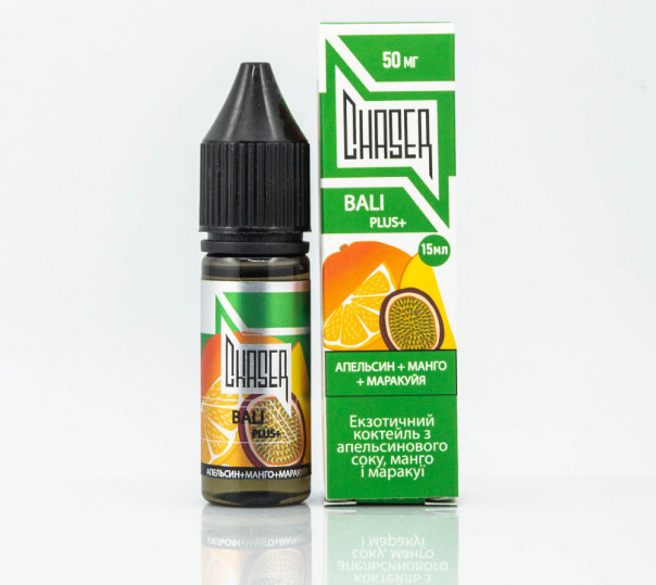 Рідина Chaser Silver Salt Bali Plus+ 15ml 30mg на сольовому нікотині зі смаком апельсина, маракуї та манго