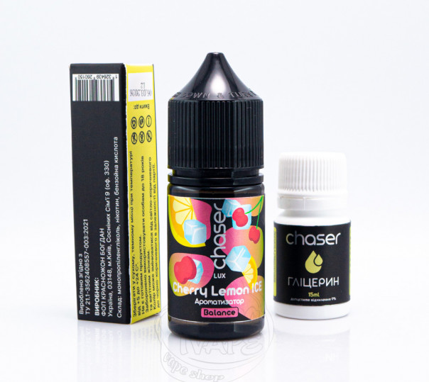 Рідина Chaser Lux ICE Salt Cherry Lemon ICE 30ml 50mg зі смаком вишні та лимона з холодком (набір компонентів)