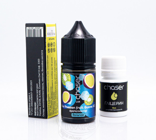 Жидкость Chaser Lux ICE Salt Kiwi Passion fruit Guava ICE 30ml 50mg со вкусом киви, маракуйи и гуавы с холодком (набор компонентов)