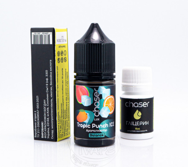 Рідина Chaser Lux ICE Salt Tropic Punch ICE 30ml 65mg зі смаком манго та апельсина з холодком (набір компонентів)