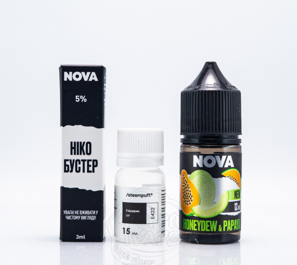 Рідина Nova Salt Honeydew Papaya 30ml 65mg зі смаком дині та папайї (набір компонентів)