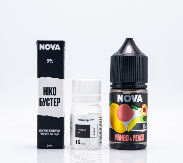 Рідина Nova Salt Mango Peach 30ml 65mg зі смаком манго і персика (набір компонентів)