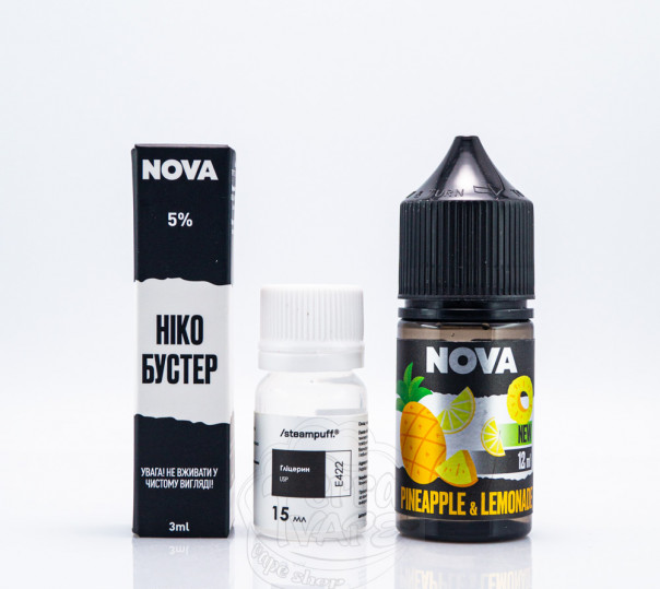 Жидкость Nova Salt Pineapple Lemonade 30ml 65mg со вкусом ананасового лимонада (набор компонентов)