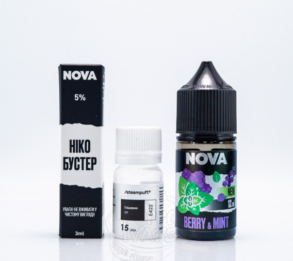 Рідина Nova Salt Berry Mint 30ml 50mg зі смаком лісових ягід з м'ятою (набір компонентів)