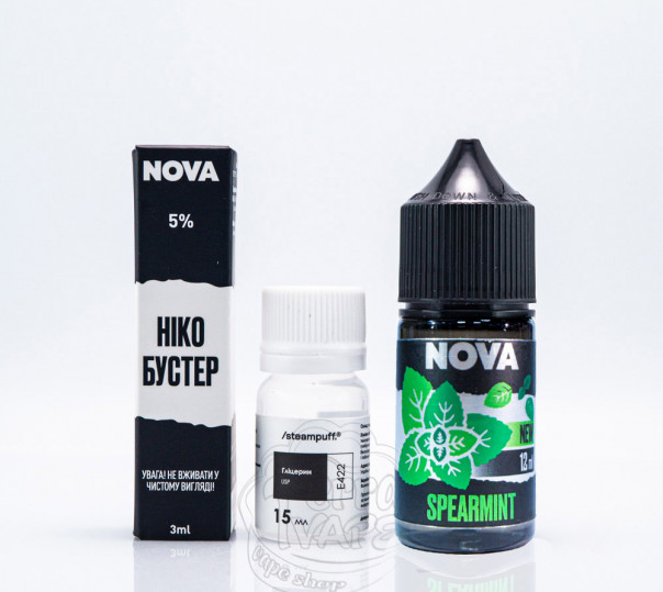 Рідина Nova Salt Spearmint 30ml 65mg зі смаком м'ятної жуйки (набір компонентів)