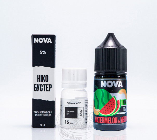 Жидкость Nova Salt Watermelon Melon 30ml 65mg со вкусом арбуз с дыней (набор компонентов)