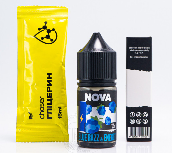 Жидкость Nova Salt Blue Razz Energy 30ml 50mg со вкусом энергетика с синей малиной (набор компонентов)