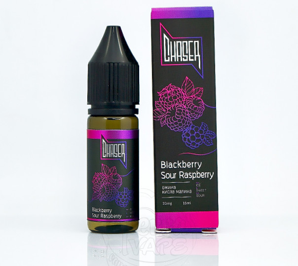 Рідина Chaser Black Salt New Blackberry Sour Raspberry 15ml 30mg на сольовому нікотині зі смаком ожини та кислої малини