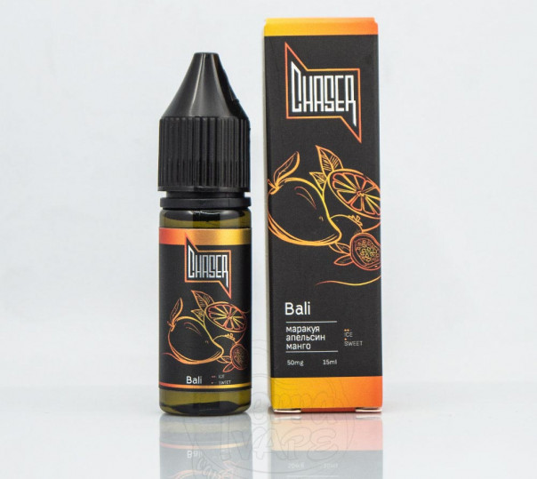 Рідина Chaser Black Salt New Bali 15ml 30mg на сольовому нікотині зі смаком апельсина, маракуї та манго