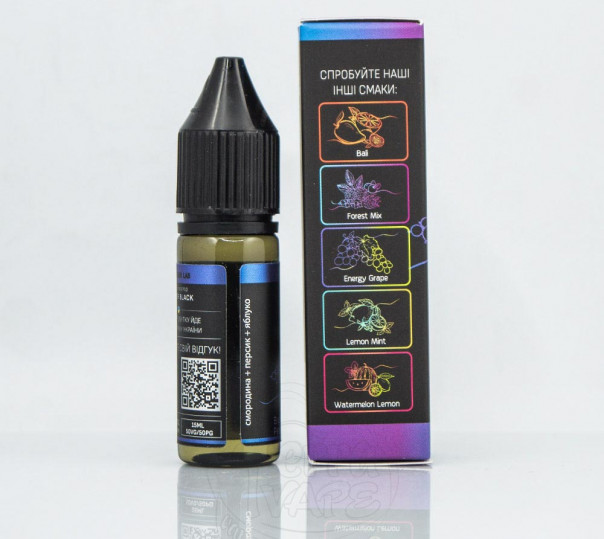 Рідина Chaser Black Salt New Blackcurrant Peach Apple 15ml 30mg на сольовому нікотині зі смаком смородини, персика і яблука