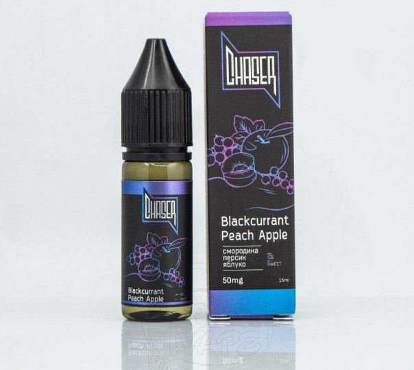 Рідина Chaser Black Salt New Blackcurrant Peach Apple 15ml 30mg на сольовому нікотині зі смаком смородини, персика і яблука