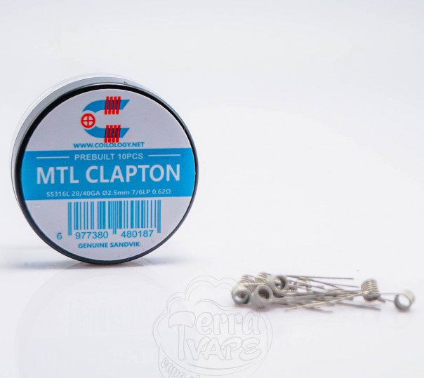 Спірали Coilology Pre-built MTL Clapton Coil SS316L 0.62Ом 10штук (готовий койл для вейпу)