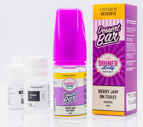 Жидкость Dinner Lady Dessert Bar Salt Berry Jam On Toast 30ml 50mg со вкусом тоста с ягодным джемом (набор компонентов)
