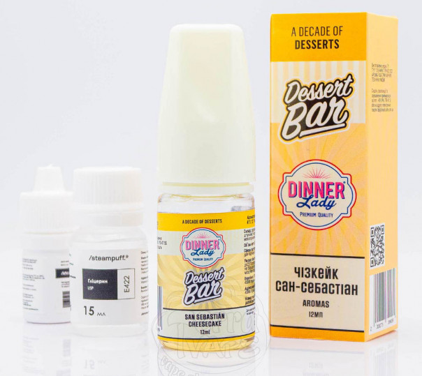 Жидкость Dinner Lady Dessert Bar Salt San Sebastian Cheesecake 30ml 50mg со вкусом чизкейка Сан-Себастьян (набор компонентов)