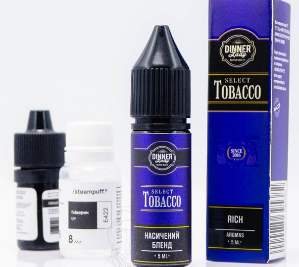Жидкость Dinner Lady Select Tobacco Salt Rich 15ml 50mg со вкусом крепкого табака (набор компонентов)