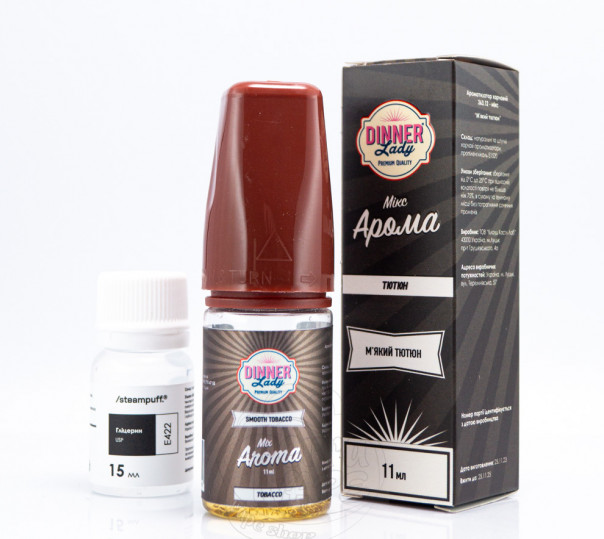 Жидкость Dinner Lady Salt Smooth Tobacco 30ml 50mg со вкусом мягкого табака (набор компонентов)