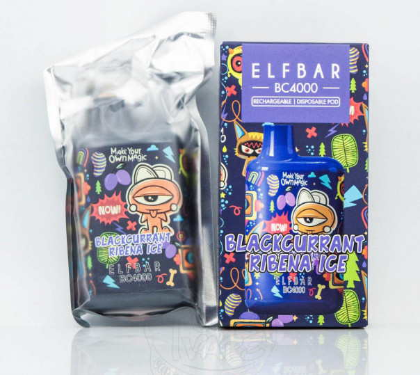 Elf Bar BC4000 LE Black Currant Ribena Ice (Лимонад из черной смородины) Одноразовый POD