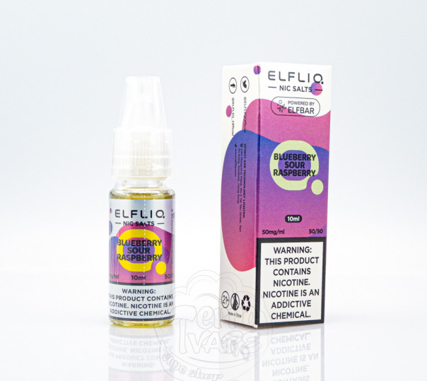 Elf Bar ElfLiq Salt Blueberry Sour Raspberry 10ml 50mg від ELF BAR (оригінал) зі смаком чорниці та малини