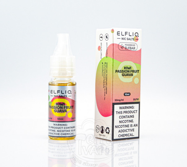 Elf Bar ElfLiq Salt Kiwi Passion Fruit Guava 10ml 50mg від ELF BAR (оригінал) зі смаком ківі, маракуї та гуави