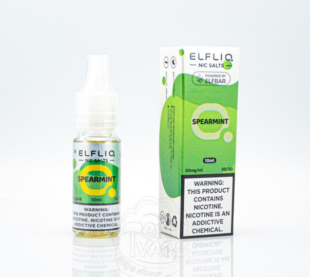 Elf Bar ElfLiq Salt Spearmint 10ml 50mg від ELF BAR (оригінал) зі смаком м'ятної жуйки