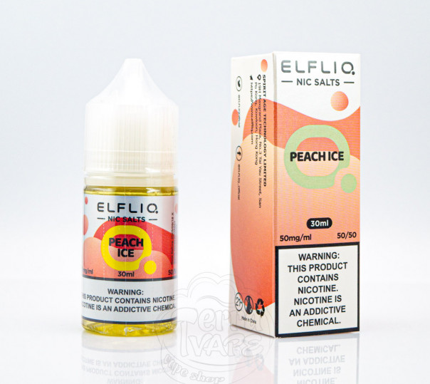 Рідина Elf Bar ElfLiq Salt Peach Ice 30ml 50mg від ELF BAR (оригінал) зі смаком персика