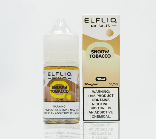 Рідина Elf Bar ElfLiq Salt Snoow Tobacco 30ml 50mg від ELF BAR (оригінал) зі смаком табаку