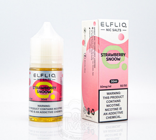 Рідина Elf Bar ElfLiq Salt Strawberry Snoow 30ml 50mg від ELF BAR (оригінал) зі смаком полуничного морозива