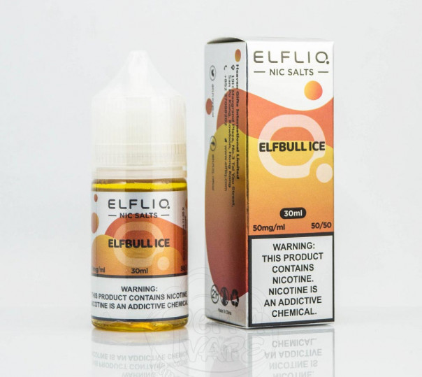 Рідина ELFLIQ Salt ElfBull Ice 30ml 50mg від ELF BAR (оригінал) зі смаком енергетика з холодком