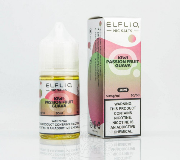 Рідина ELFLIQ Salt Kiwi Passion Fruit Guava 30ml 50mg від ELF BAR (оригінал) зі смаком ківі, маракуї та гуави