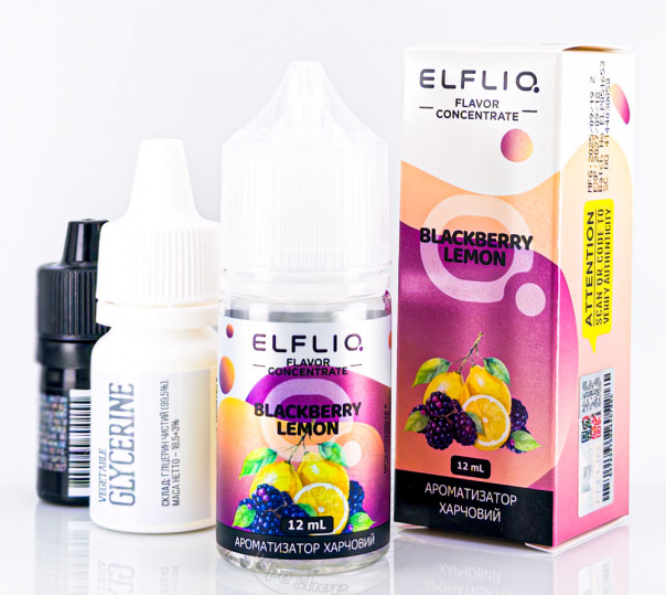 Рідина Elf Bar ElfLiq Salt Blackberry Lemon 30ml 50mg від ELF BAR (оригінал, набір компонентів) зі смаком ожини і лимона Рідина Elf Bar ElfLiq Salt Blackberry Lemon 30ml 50mg від ELF BAR (оригінал, набір компонентів) зі смаком ожини і лимона