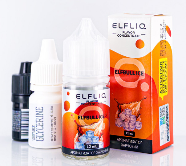 Жидкость ELFLIQ Salt ElfBull Ice 30ml 50mg от ELF BAR (оригинал, набор компонентов) со вкусом энергетика с холодком