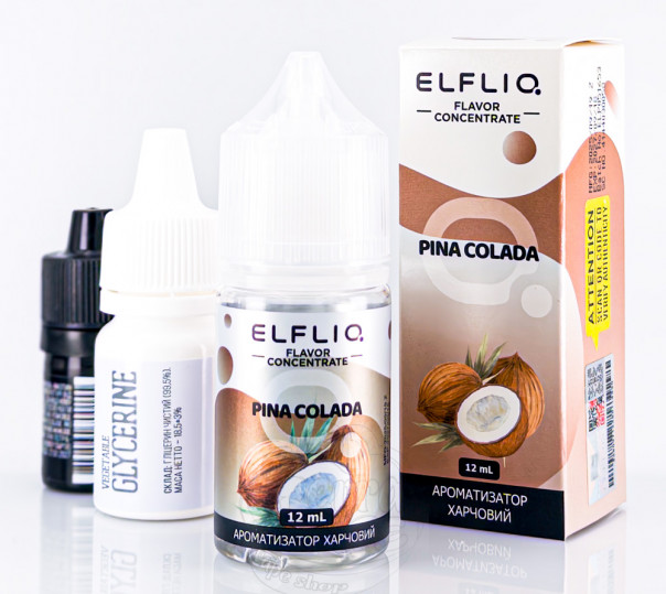 Рідина Elf Bar ElfLiq Salt Pina Colada 30ml 50mgвід ELF BAR (оригінал, набір компонентів) зі смаком Піна Колади Рідина Elf Bar ElfLiq Salt Pina Colada 30ml 50mgвід ELF BAR (оригінал, набір компонентів) зі смаком Піна Колади
