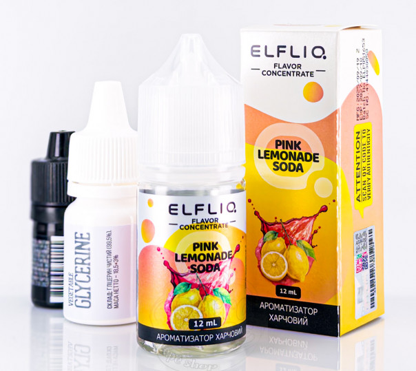 Рідина ELFLIQ Salt Pink Lemonade Soda 30ml 50mg від ELF BAR (оригінал, набір компонентів) зі смаком рожевого лимонаду