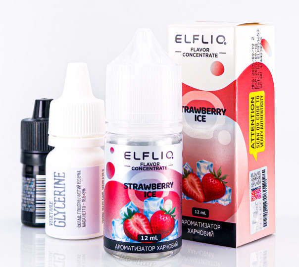 Рідина Elf Bar ElfLiq Salt Strawberry Ice 30ml 50mg від ELF BAR (оригінал, набір компонентів) зі смаком полуниці з холодком