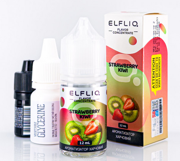 Рідина Elf Bar ElfLiq Salt Strawberry Kiwi 30ml 50mg від ELF BAR (оригінал, набір компонентів) зі смаком полуниці з ківі